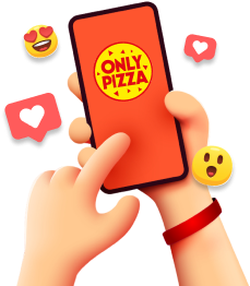 imagem de um celular com o logo da Only Pizza
